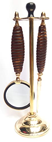 ASI NAUTICAL Marine Nautical Store Decorative Brass Magnifying Glass & Letter Opener on Stand Desk Top - Set of 2 for Office Decor, Room Decor, Table Decor
