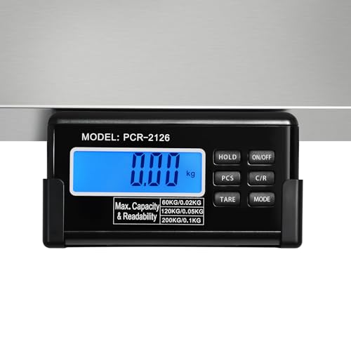 Digital Livestock Scale Large Pet Vet Scale Stainless Steel Platform Large Pet Vet Scale Veterinary Animal Scale Postal Parcel Weighing Equipment for Dog Goat Pig Sheep Calf Max.Capacity 440lbs