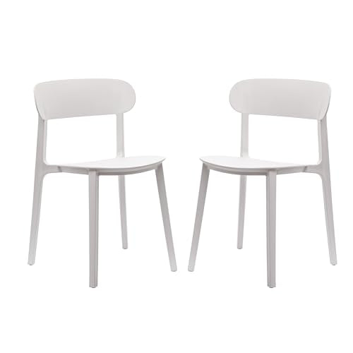 Flash Furniture Resin Indoor/Outdoor Stackable Chair, White, 2-Pack