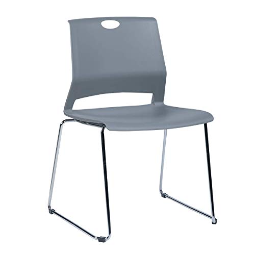 Sidanli Gray Stackable Chairs, Modern Waiting Room Chairs (Set of 4)