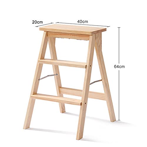 LumaGrove Folding Step Stool Step Stools Folding Stool for Adult/Seniors, Portable Wooden Step Ladder for Kitchen/b(Natural)