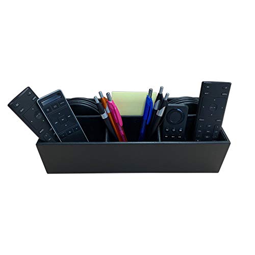 Dacasso Black Leather Remote Control Organizer
