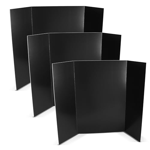 Flipside Products 36” x 48” Foam Project Boards for Presentations, Science Fair, School Projects, Event Displays and Trifold Picture Board - Single-Sided Black 3/16'' Thick - 3 Pack