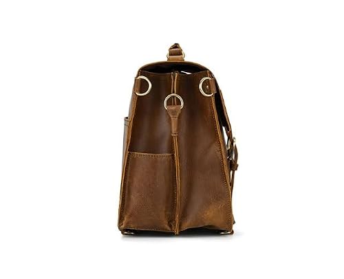 VCDUXMQLK Retro Backpack Multi Functional Briefcase For Men Genuine Leather Handbag Shoulder Bag Cowhide Crossbody