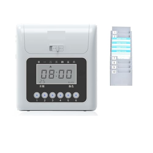 Time Clock with Passcode, Paper Card Employee Attendance Machine Punch Card Machine Company Employee Work Clock with Multi-Language and Staff Support(Type6)