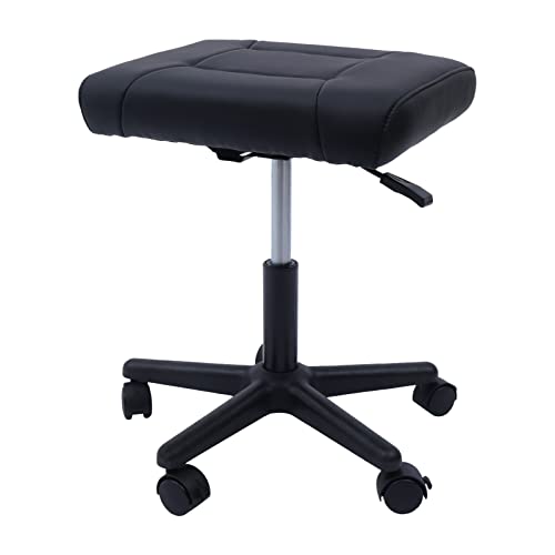 onsjkabv Office Footrest Height Adjustable Footstool Foot Stool with Wheels Black