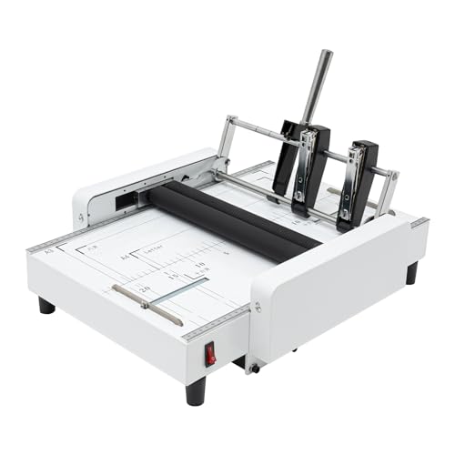 lizponaza A3 Booklet Maker Machine, Manual Paper Folding & Binding Machine, 20-Sheet Binding Capacity, 14-Sheet Folding Capacity, Silicone Rollers, for Small Print Shops Offices Schools