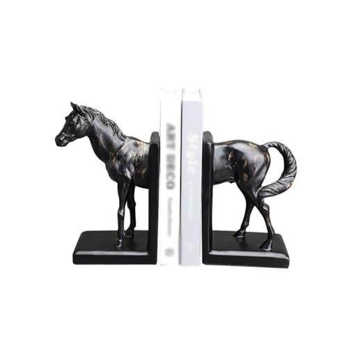 Book Organizer Chinese Retro Horse Head Bookends Animal Book Ends Decor for Living Room Office