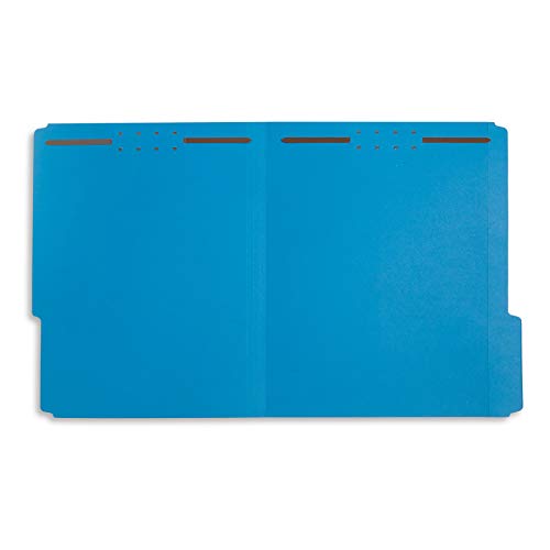 Blue Summit Supplies 50 Fastener File Folders, 1/3 Top Tab, Blue