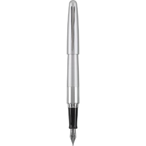PILOT Metropolitan Collection Fountain Pen, Silver Barrel, Classic Design, Medium Nib, Black Ink (91108)
