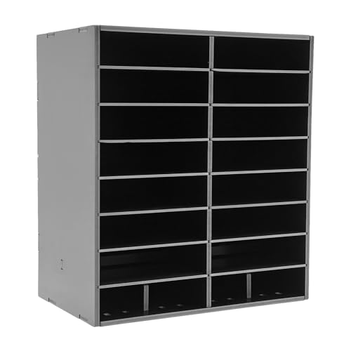16 Compartment Classroom Mailbox 16 Slot Paper Organizer Adjustable Mail Sorter Desktop File Sorter, Student Mailboxes Paper Trays for Home, Classroom, Office (Black)