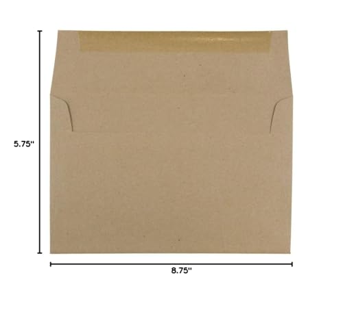JAM PAPER A9 Premium Invitation Envelopes - 5 3/4 x 8 3/4 - Brown Kraft Paper Bag - Bulk 500/Box