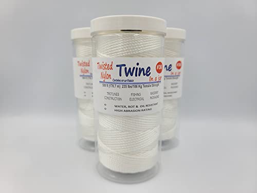 6 Pack of Professional Grade White Twisted Nylon Twine in A Jar ~ High Abrasion Rating!