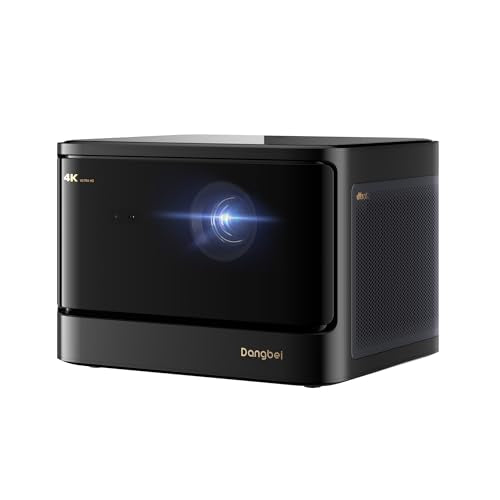 Dangbei DBOX02 Laser Projector 4K GTV, 2450 ISO Lumens, Netflix Officially Licensed, Blu-ray 3D, Home Theater Projector with WiFi and Bluetooth, HDR10+, 200-inch Picture, 2x12W DTS:, Dolby Audio
