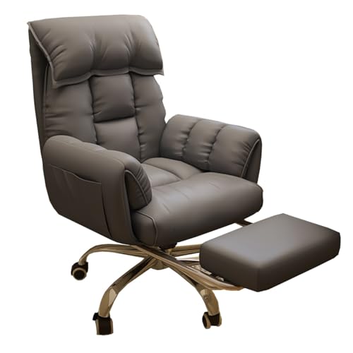 Ergonomic Executive Office Chair Home Office Desk Chairs Adjustable Height Reclining Swivel Chair with Arms Comfy Ergonomic Lazy Sofa Computer Chairs with Wheels(/Gray,with Foot Rest)