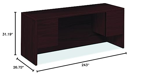 HON 10543NN 10500 Series 72 by 24 by 29-1/2-Inch Kneespace Credenza, Mahogany Frame/Top