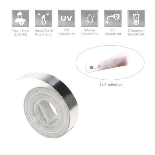 NTKYUTRT 10Rolls 32500 35800 31000 12mm Metal Tape Non-Adhesive/Adhesive Stainless Steel/Aluminum 3D Embossing Tape for DYMO Rhino M1011(31000)