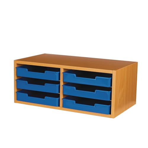 Really Good Stuff Oak 6-Slot Mail Center with Trays Single Color, 6 Trays