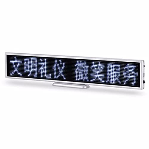 MekUk LED Sign Board Scrolling Message LED Sign Desktop Scrolling Screen Message Display Mini Moving Desk Board Programmable for Store, Car, Business, Promotion (Color : White)