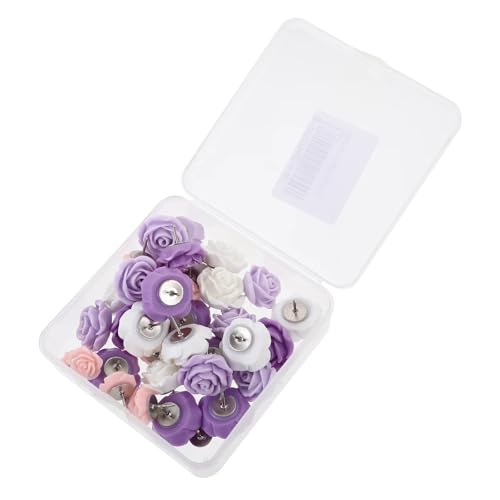 Pins 40 Pcs Purple Thumbtacks Multi Function Pins Compact Desk Accessories Office Supplies Cork Board Tacks Map forBulletin Board, Maps, Posters