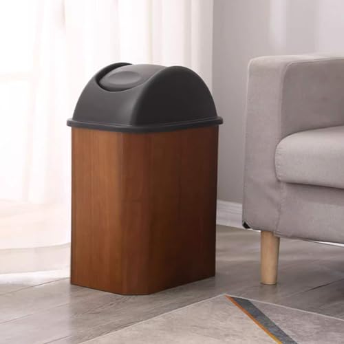 BYBEST Wooden Trash Can Home Commercial Luxury Wastebasket Garbage Container Bin with Lid for Bathroom Kitchen Home Office
