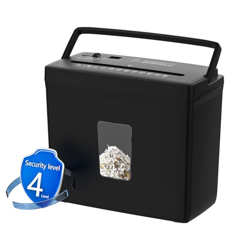 Paper Shredder for Home Use, 5 Sheet Cross Cut Desktop Shredder, P-4 Security Level with 2.38 Gallon Basket, 4-Mode Control, Quiet Operation, for Home Office Small Business Credit Card Staples, Black