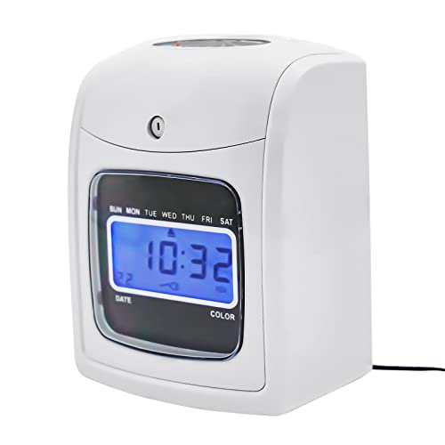 Electronic Calculating Time Clock, Employees in/Out Time Tracker, Small Business Punch Pack Bundle with 50 Time Cards, Ribbon and Security Keys
