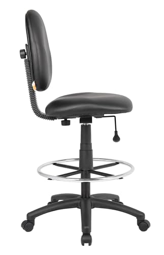 Scranton & Co Adjustable Drafting Stool, 26.5"-31.5" Seat Height, Fabric, Black Finish, Contoured Back, Extra Large Cushion, Pneumatic Height Adjustment, Ergonomic Office Chair for Workspace Use