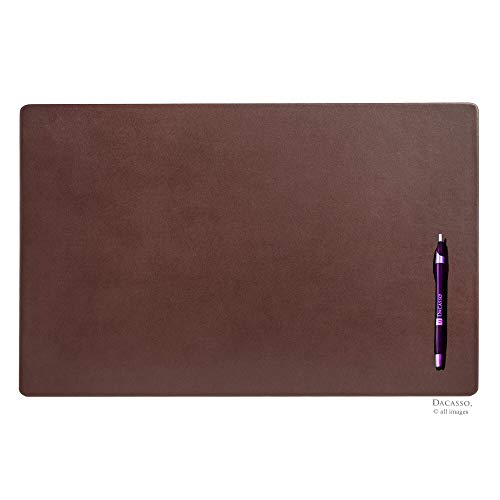 DACASSO Leather Conference Table Pad - Luxury Leather Desk Blotter for Writing - Executive Desk Surface Protector - (Chocolate Brown, 22" x 14")