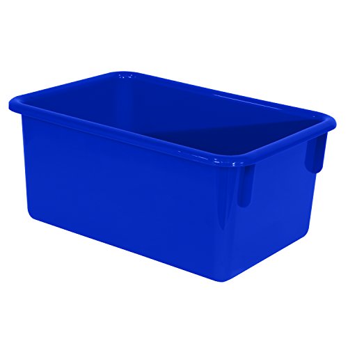 Wood Designs Cubby Storage Bin, Heavy Duty Plastic Containers for Kids Blue Cubby Tray Set of 20