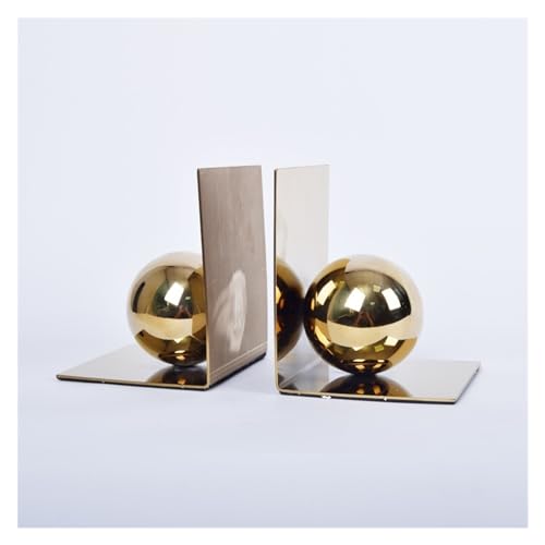 hezhuhe2258 Bookends Bookend Decorative Book Ends for Office Shelves Simple Ball Metal Bookends Heavy Duty Book Stoppers Decor Home School Bookshelf Book Holder
