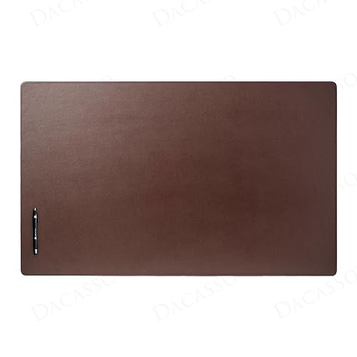 Dacasso 38 x 24 Chocolate Brown Leather Desk Mat w/Out Side Rails - Executive Desk Surface Protector - Luxury Leather Desk Blotter for Writing