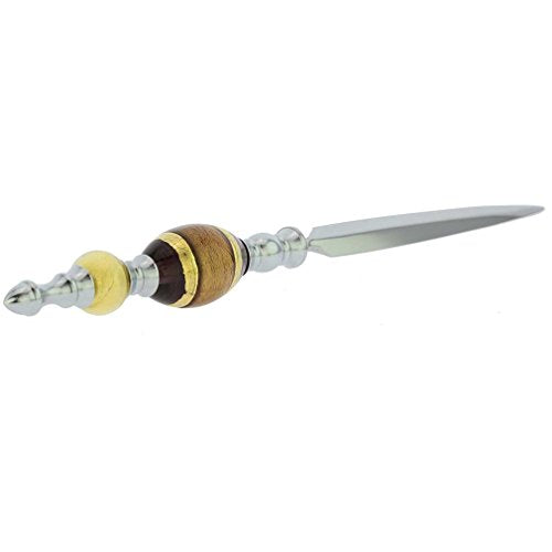 GlassOfVenice Murano Glass Letter Opener - Gold Purple Stripes
