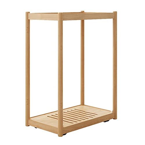 VHDY85KA Office 2-Tier PC Tower Stand, Mobile CPU Stand Holder with Invisible Casters Wheels, Wooden Rolling PC Case Floor Stand Fit Most PC Case Accessories(Natural,Small)