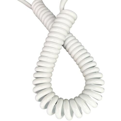 Coiled Mains Flex Curly Spring Cord 2 Core 2.5mm Retractable Power Cable