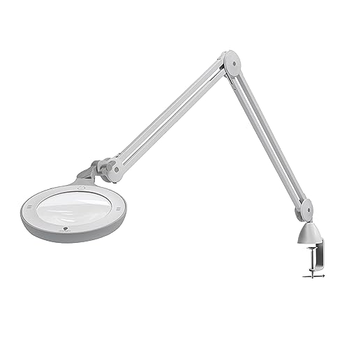 Omega 5 - Premium LED Magnifying Lamp with Interchangeable Glass Lenses, Adjustable Arm, and Dimmer Switch for Professionals in Health & Beauty, Model Making, and Low Vision Applications