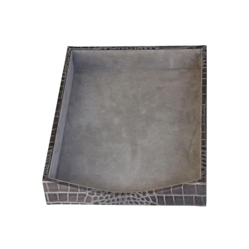 DACASSO Protacini Castlerock Gray Italian Leather Desktop Letter Tray - Luxury Letter Holder & Paper Organizer for Desk - Office Organization & Executive Desk Decor - (Gray)