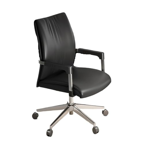 Office Chair Ergonomic Chair Office Comfortable PU Leather Adjustable Swivel Desk and for Meeting Room and Home Use Adjustable(Black)