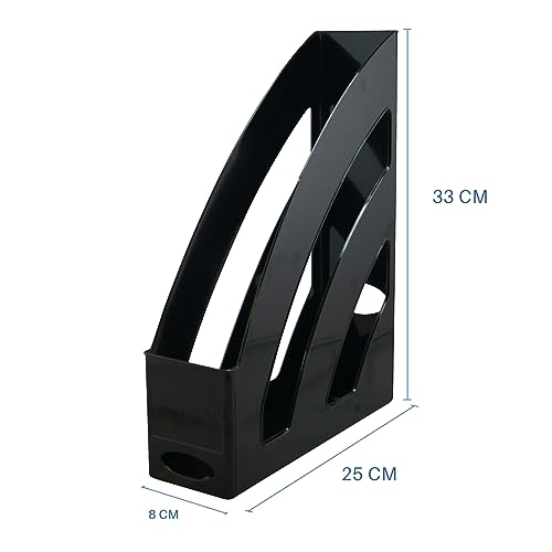 Waytex 931060 A4 Magazine Rack Vertical Desk Organiser Rigid Plastic – Black