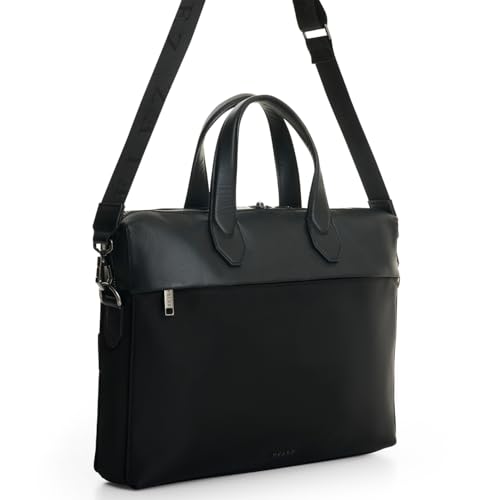 VELEZ Breeze Men's Laptop Briefcase – Canvas & Leather Structured Work Bag | Fits 16-Inch Laptop | Detachable Strap & Trolley Sleeve | Handcrafted in Colombia