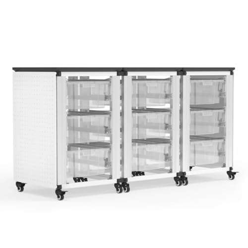 LUXOR MBS-STR-31-9L Modular Classroom Storage Cabinet - 3 Side-by-Side modules with 9 Large Bins
