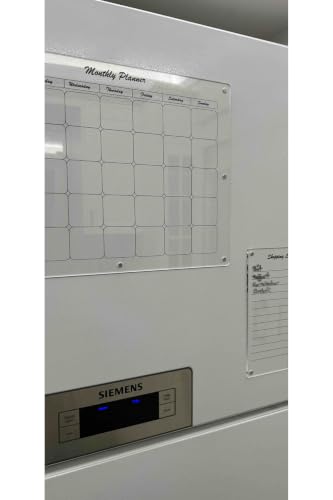 Magnetic Monthly Planner Board 11x14 Inches Clear Acrylic with Black Planner for Fridge or Wall - Clear - Black