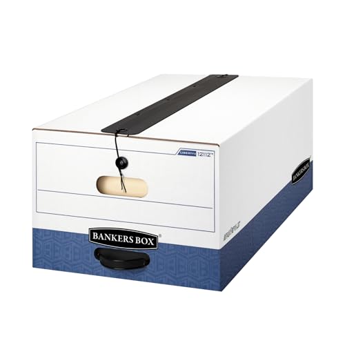 Bankers Box 12-Pack String & Button Heavy-Duty File Box, Legal, FastFold