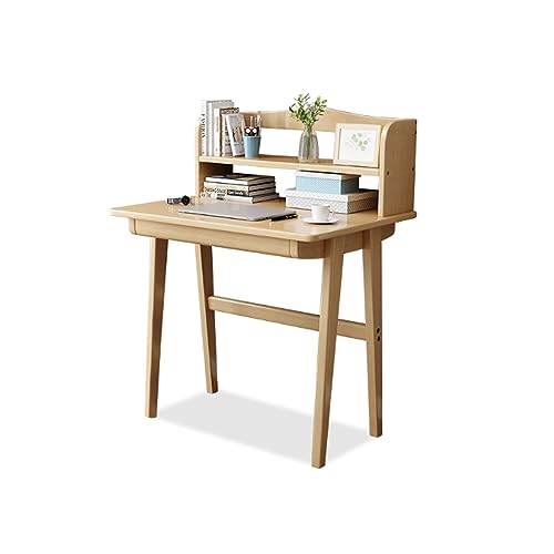 JITEM Computer Desk W/Bookshelf Wooden Home Office Writing Desk Modern Makeup Vanity Desk Workstation Laptop Table for Bedroom
