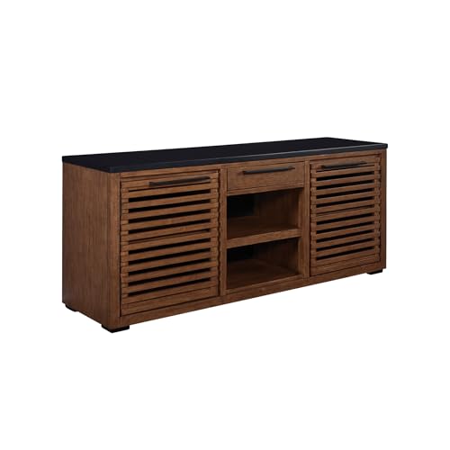 Signature Design by Ashley Kallari Casual Credenza with Anti-Tipping and Adjustable Shelf, Dark Brown & Black