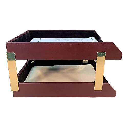 Dacasso Two-Tone Leather Double Letter Trays (A7020)