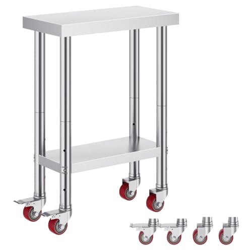 SUS201 Stainless Steel Work Table 24x12x34in 3 Height Levels