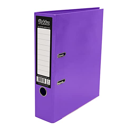 Pukka Pad, Brights A4 Lever Arch Files – 10 Pack – 70mm Spine with Customisable Label for Large Amounts of Documents and Thumb Hole Retrieval – 32 x 28cm, Purple