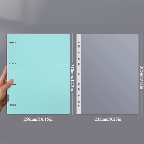 Filing Envelopes 4 Hole Binder Learning Supplies A4 Binder D-Type Punch Folder Office Storage File Ring Waterproof Test Paper Data Storage Folder(Blue)