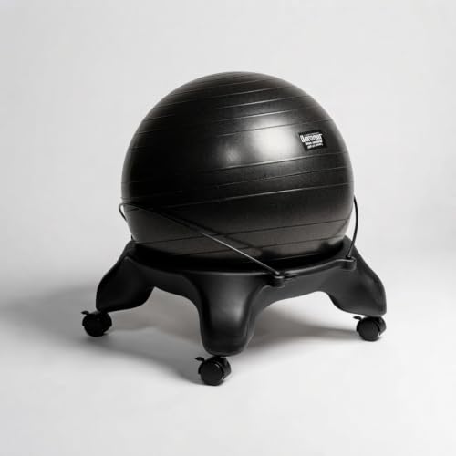Aeromat Adjustable Active Sitting Exercise Ball Chair, Spine Support, Office Chair for prolonged Sitting, Lockable Wheels